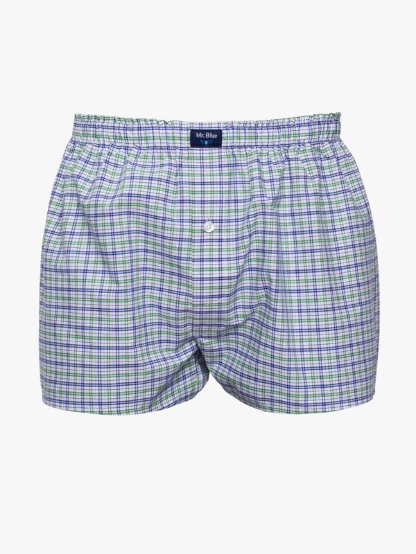 Boxers clássicos riscas azul, verde e branco