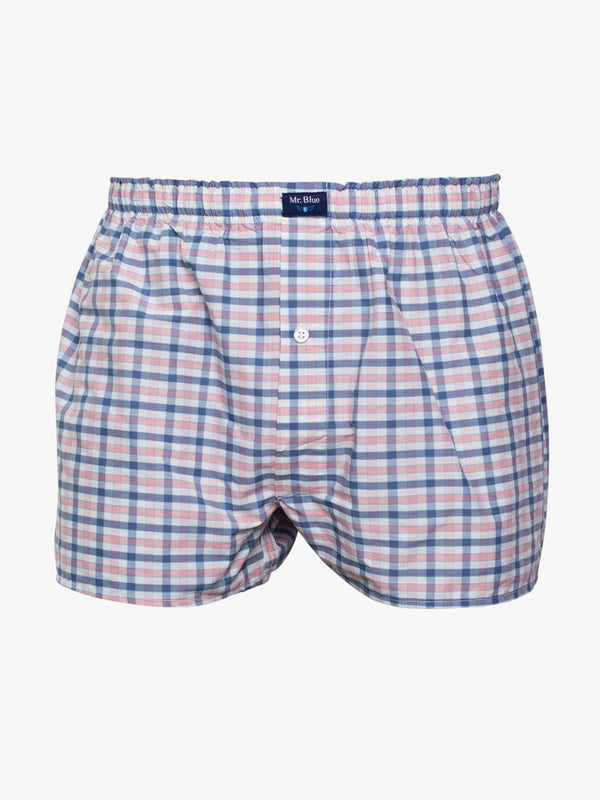 Boxers clássicos quadrados azul, vermelho e branco