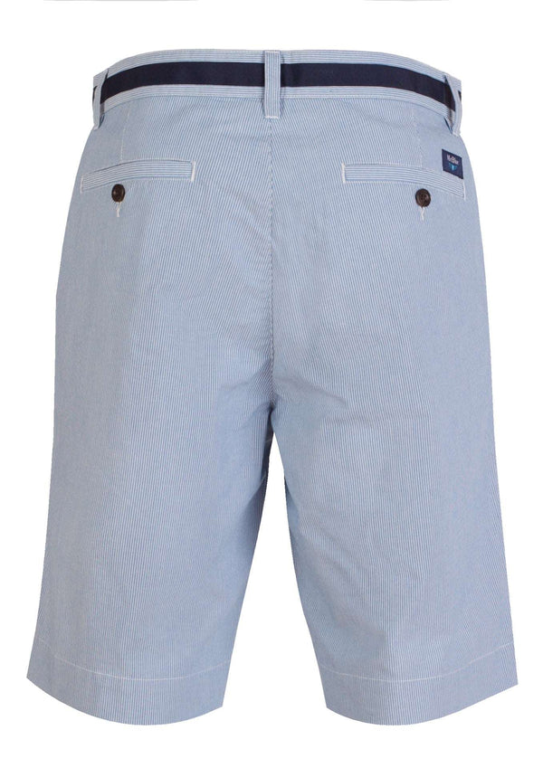 Bermudas Oxford riscas finas azul claro e branco