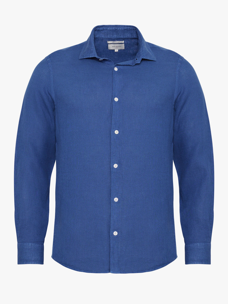 Camisa Tailored Fit Linho Azul Mr. Blue