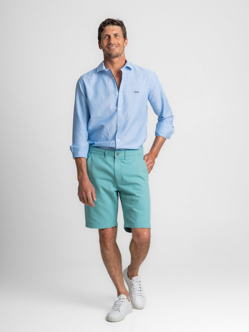 Bermuda Shorts Casual Fit Linen Green