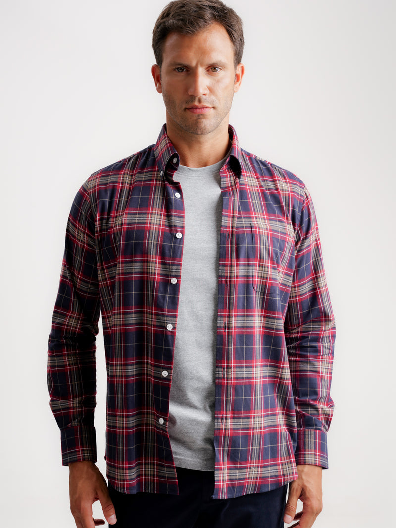 Camisa Regular Fit Flanela Azul