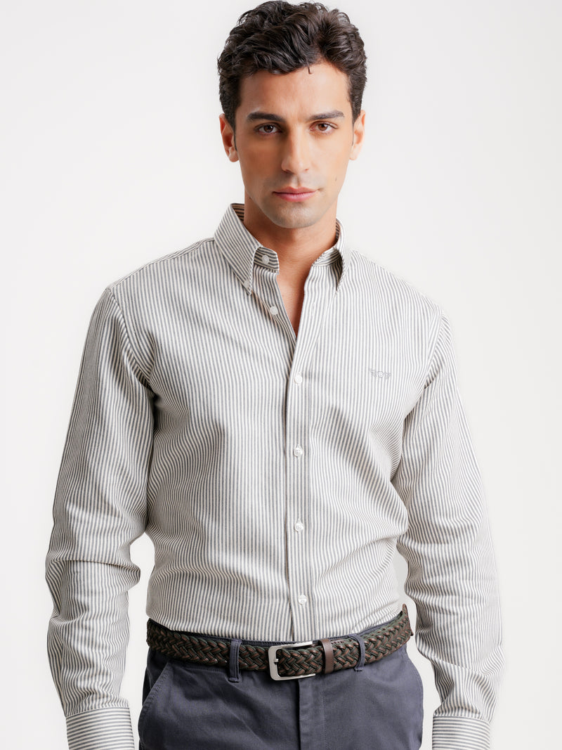 Camisa Regular Fit Twill Cinzenta