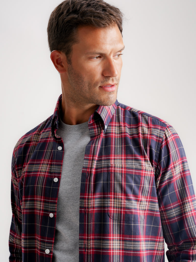 Camisa Regular Fit Flanela Azul