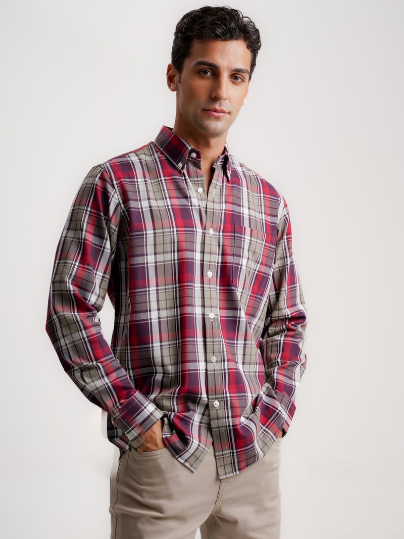 Regular Fit Brown Flannel Shirt