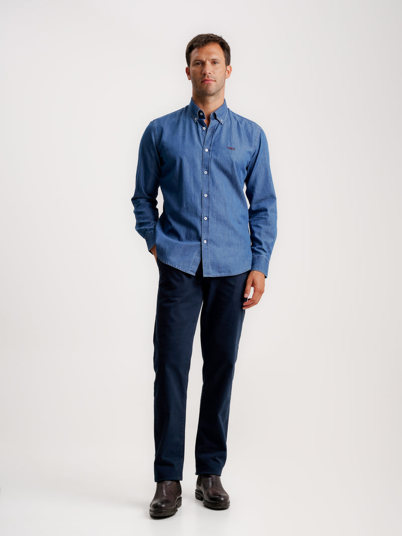 Camisa Regular Fit Denim Azul