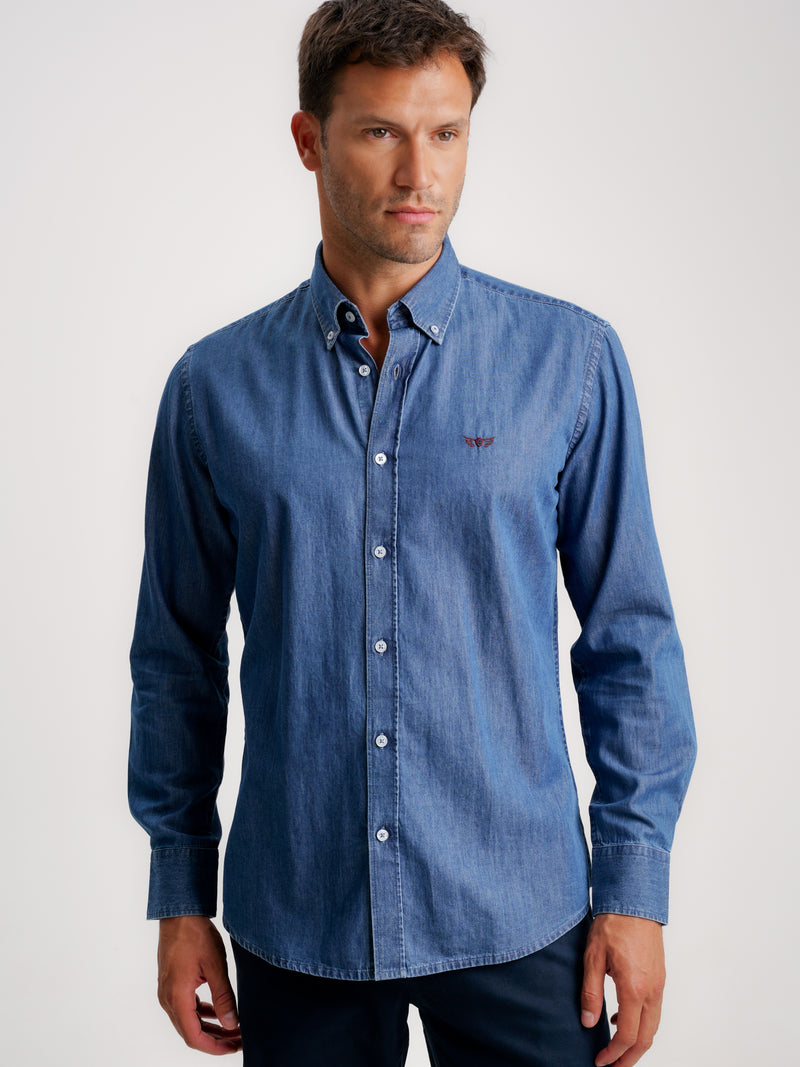 Camisa Regular Fit Denim Azul