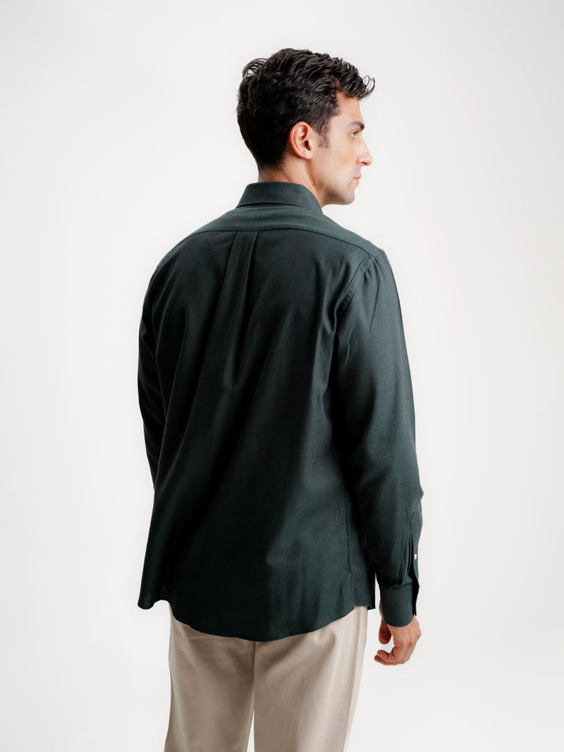 Chemise verte en sergé coupe régulière