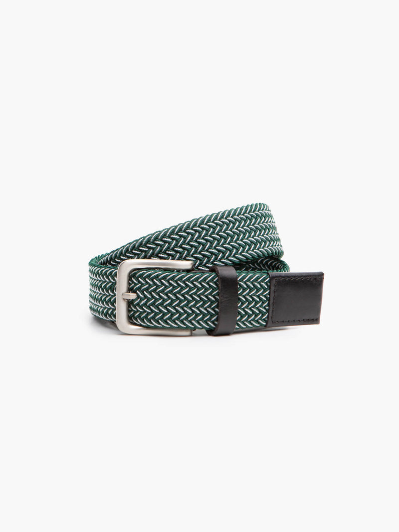 Cinturón de tejido trenzado verde oscuro