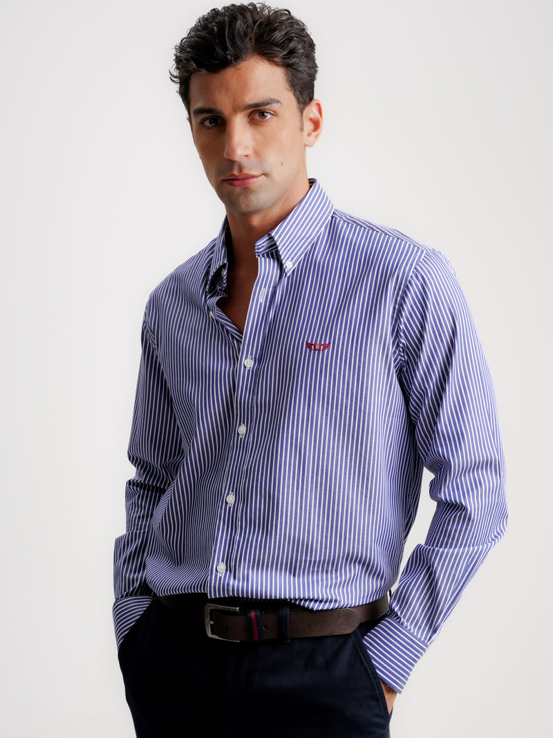 Camisa Regular Fit Oxford Azul