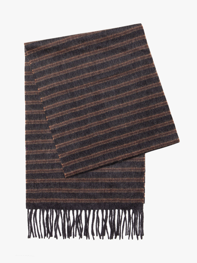 Scarf Wool Thin Stripes Gray