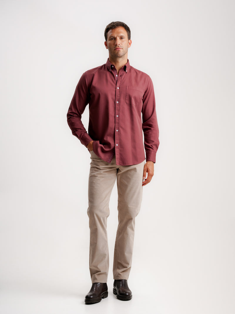 Camisa Regular Fit Estruturada Vermelha