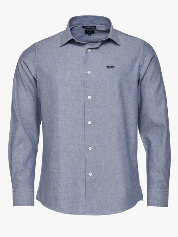 Chemise bleue en sergé coupe slim