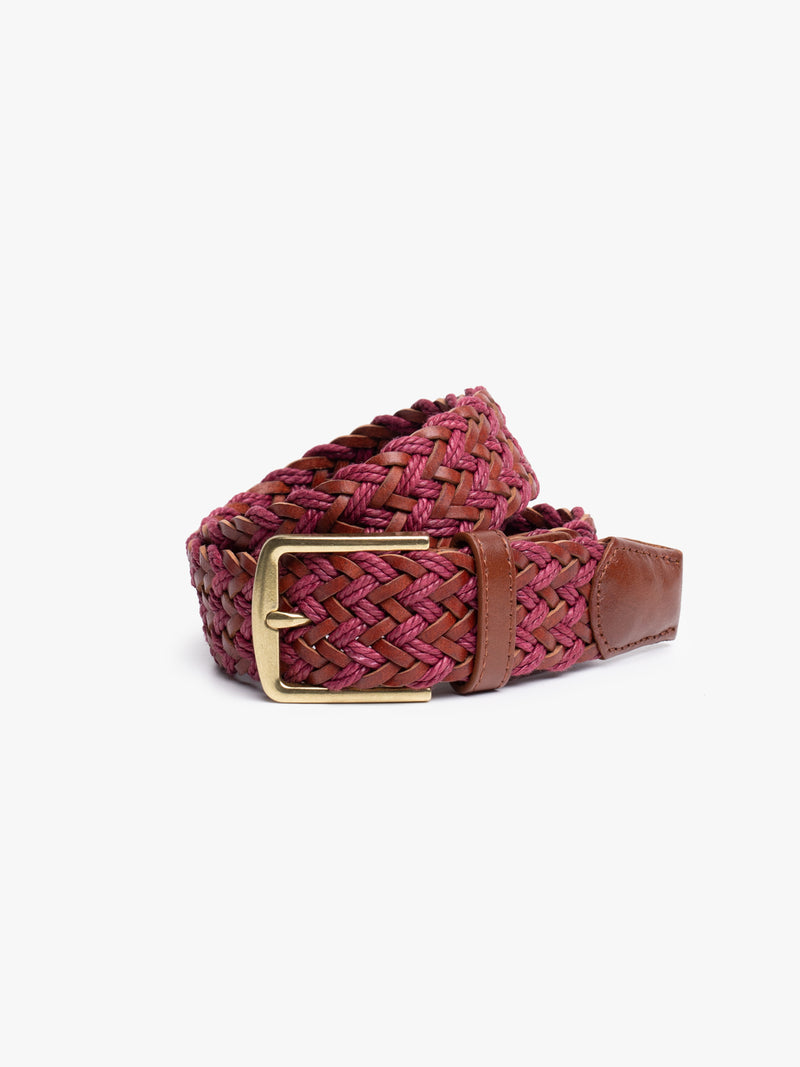 BRAIDED LEATHER BELT WITH DRAWSTRING