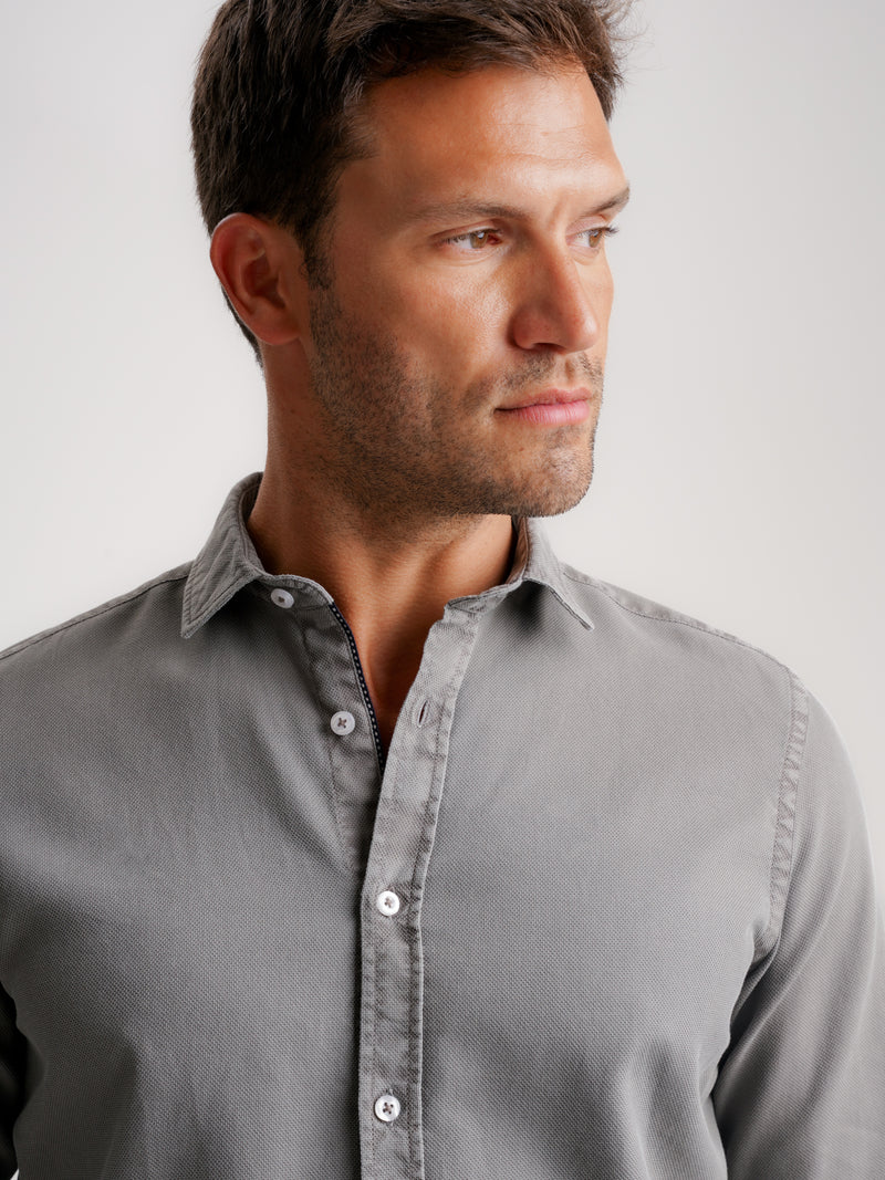 Grey Tailored Fit Structured Shirt