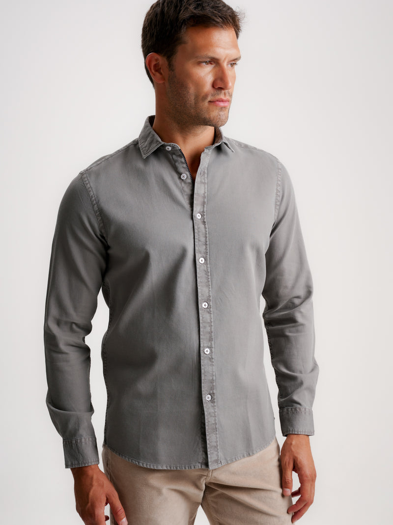 Grey Tailored Fit Structured Shirt