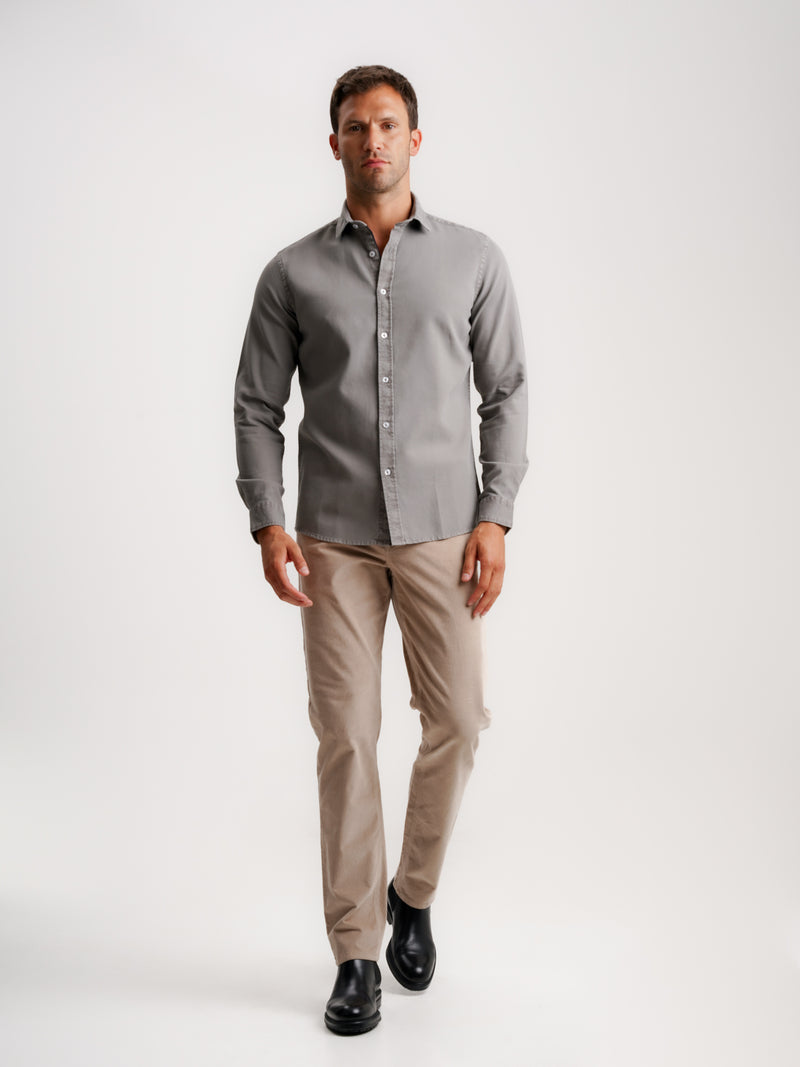 Grey Tailored Fit Structured Shirt