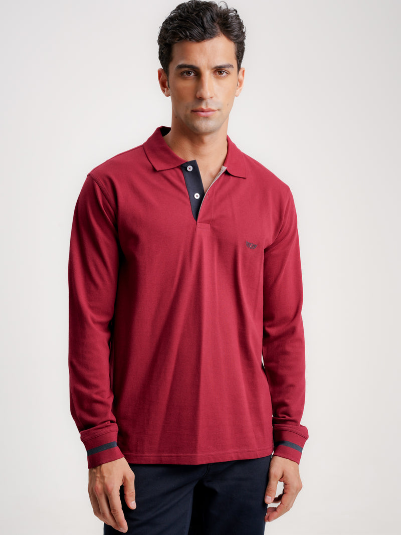 Polo Regular Fit Piquet Bordeaux