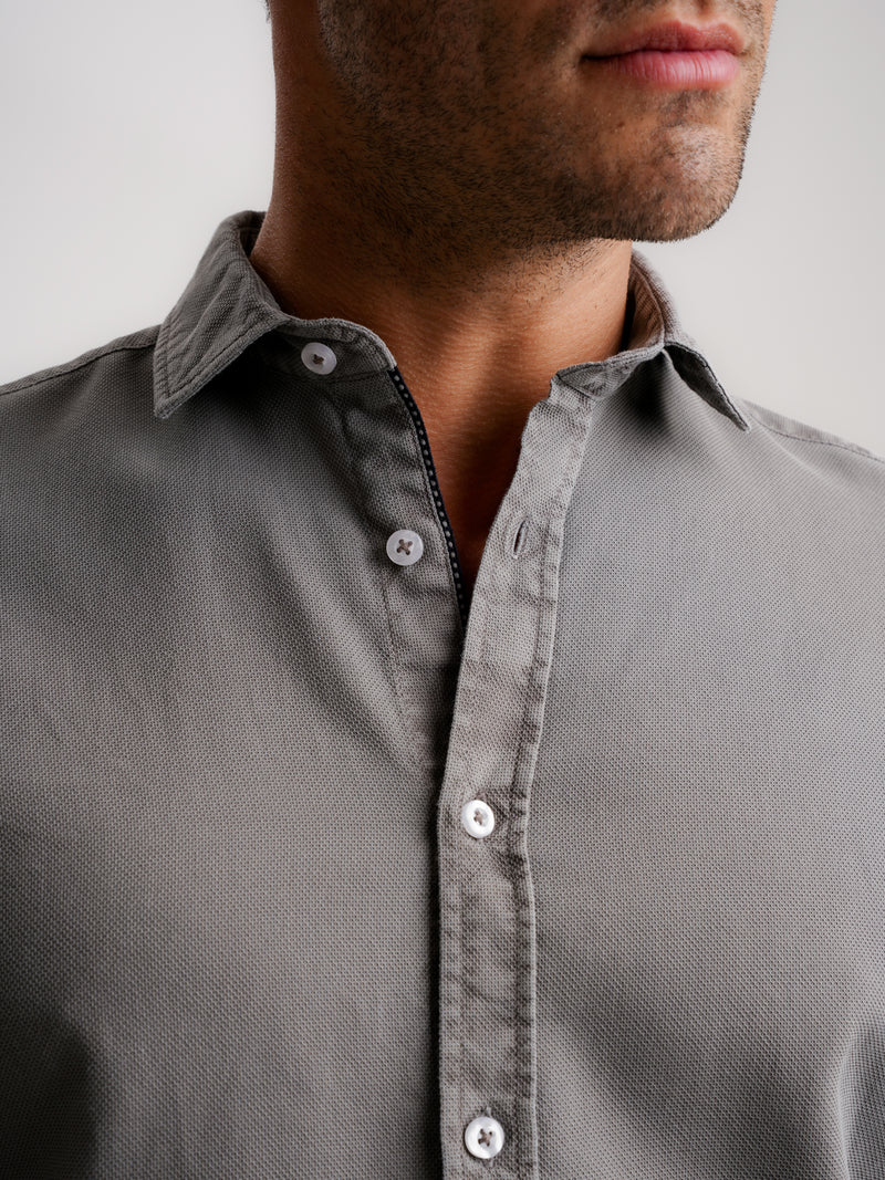 Grey Tailored Fit Structured Shirt