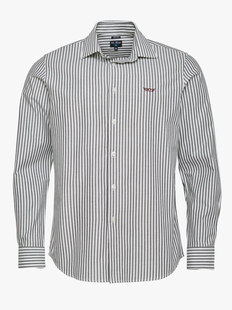 Camisa Slim Fit Oxford Cinzenta