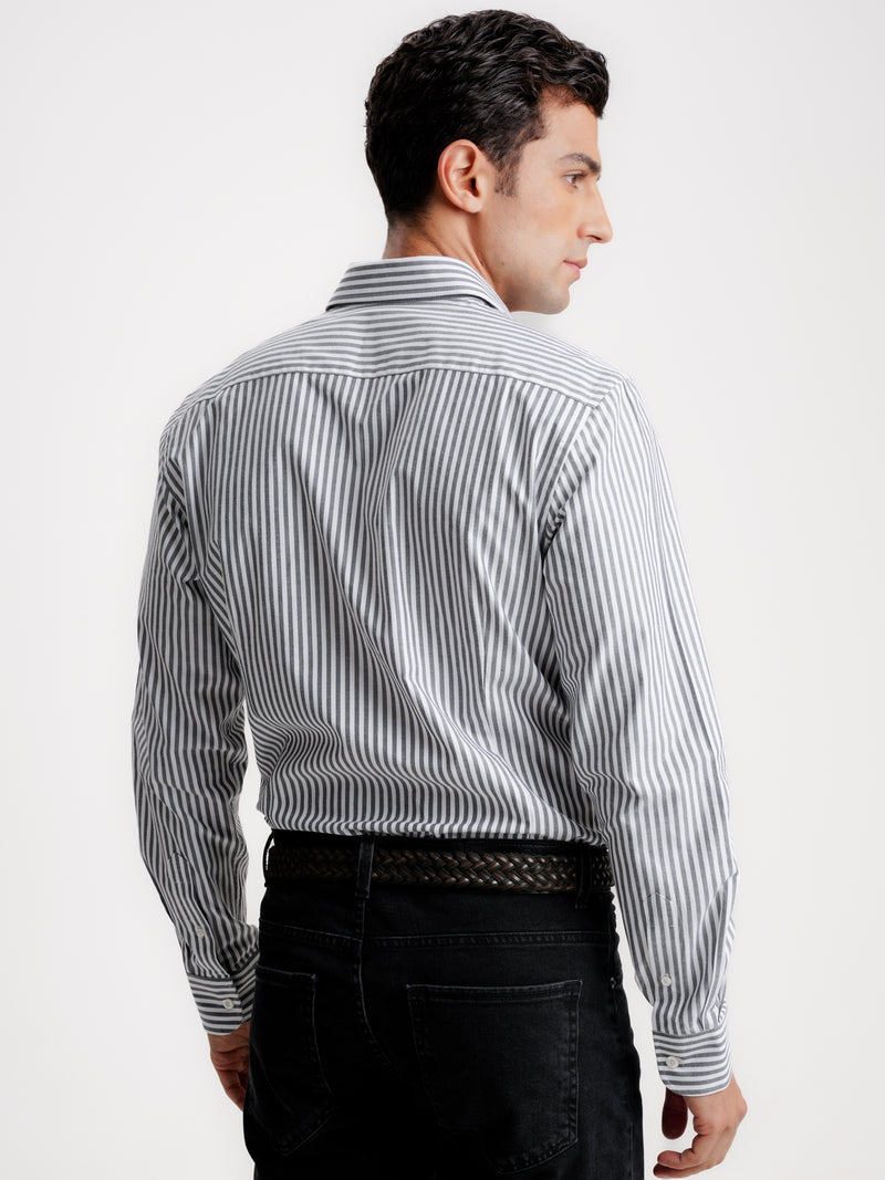 Camisa Slim Fit Oxford Cinzenta