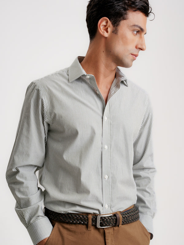 Camisa Slim Fit Popeline Verde