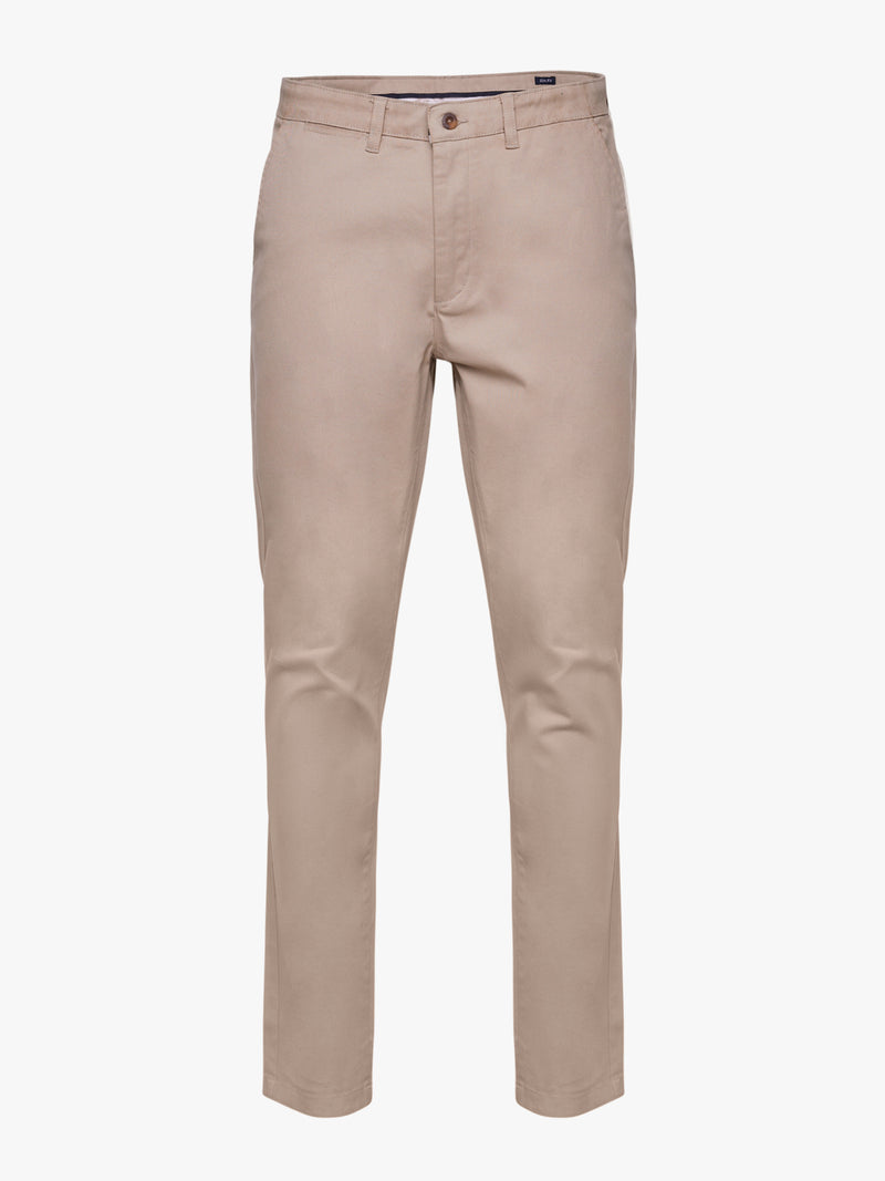 Pantalon chino beige en sergé coupe slim