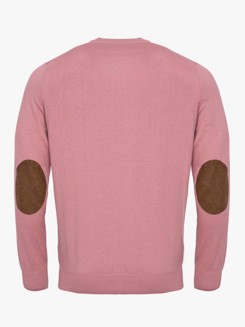 Pastel pink cotton and cashmere V-neck sweater