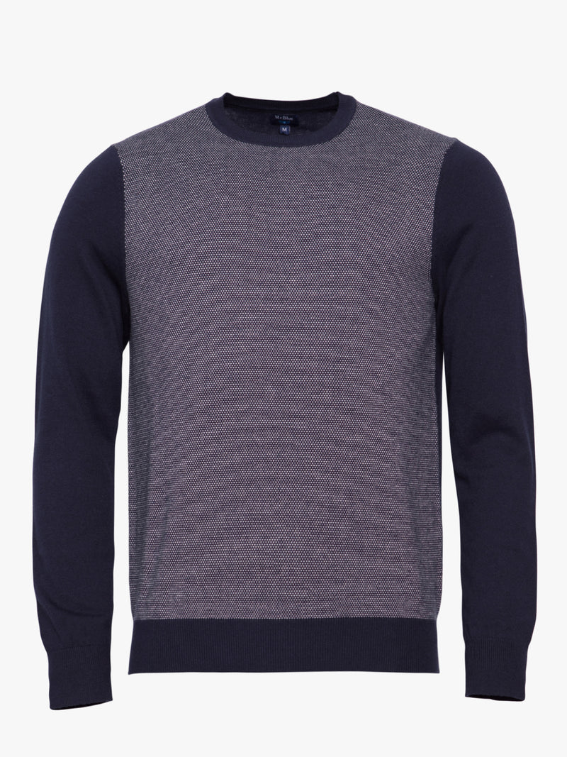 Merino Wool and Cotton Sweater with Round Neckline