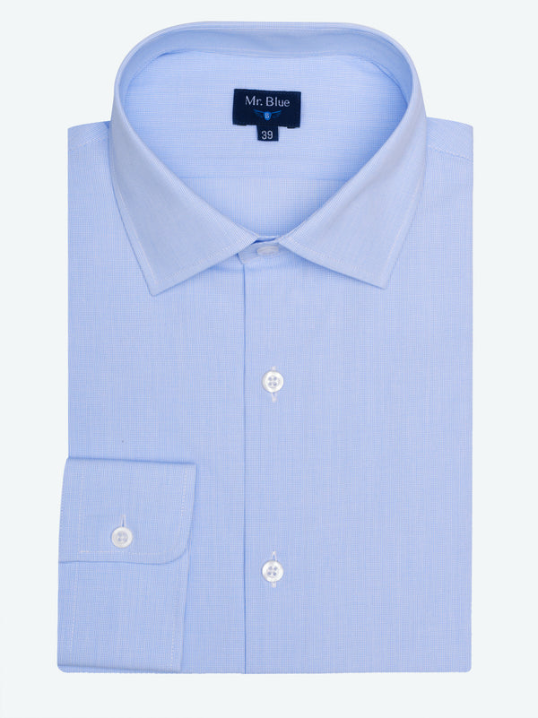 Camisa Classic Fit Fil-a-Fil Azul