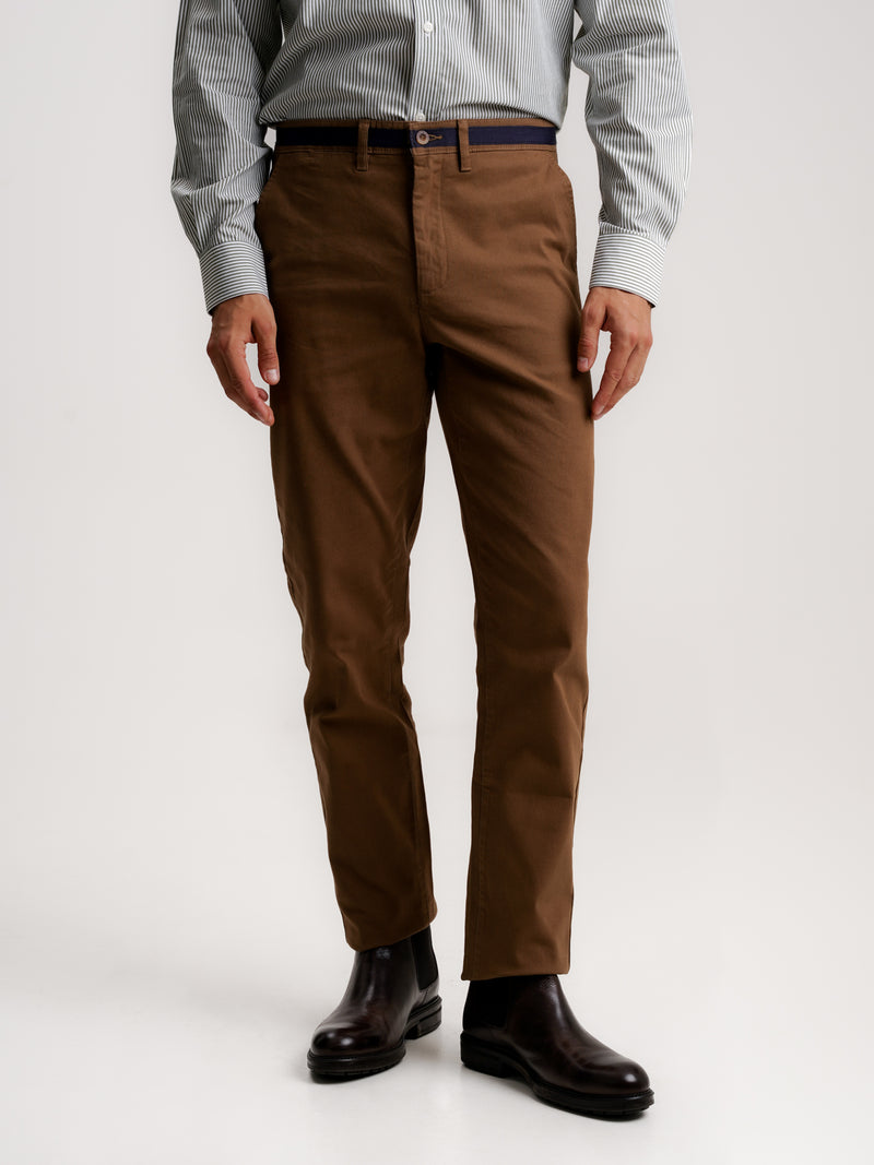 Brown Slim Fit Dobby Chinos