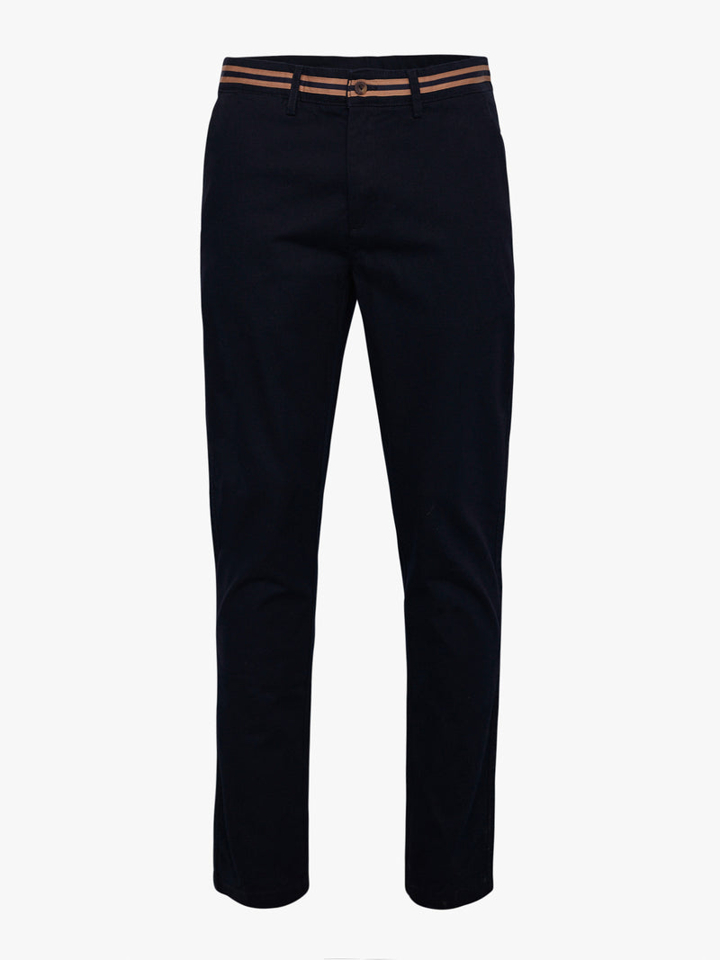 Pantalon chino coupe classique bleu Dobby