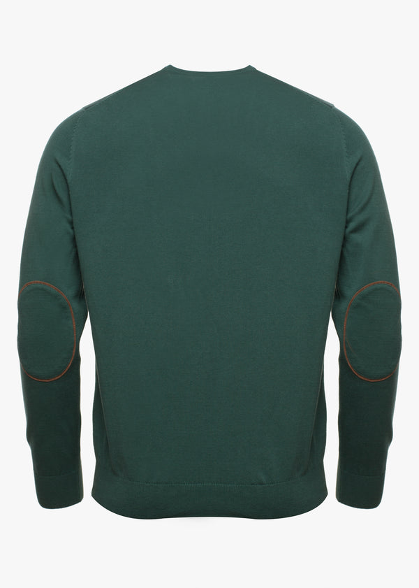 Pullover V-neck 100% cotton with elbow band