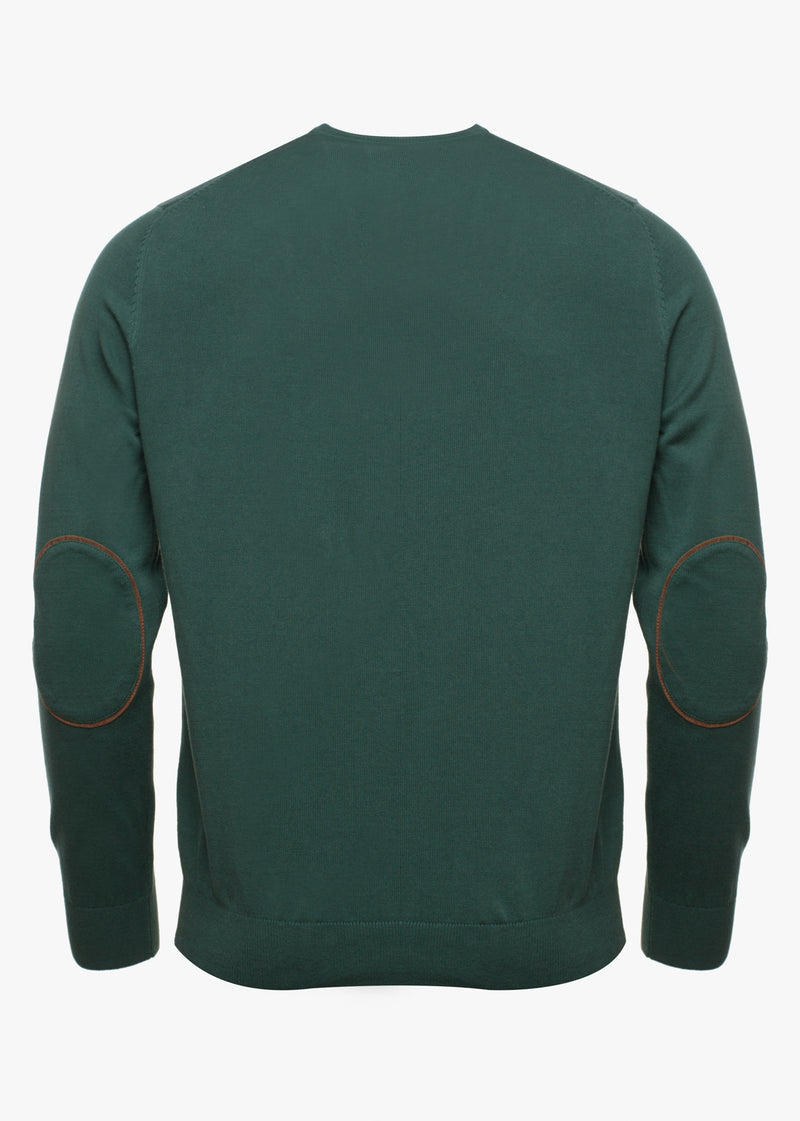 Pullover V-neck 100% cotton with elbow band