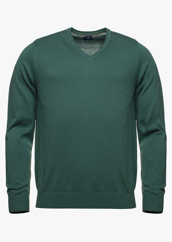 Pullover V-neck 100% cotton with elbow band