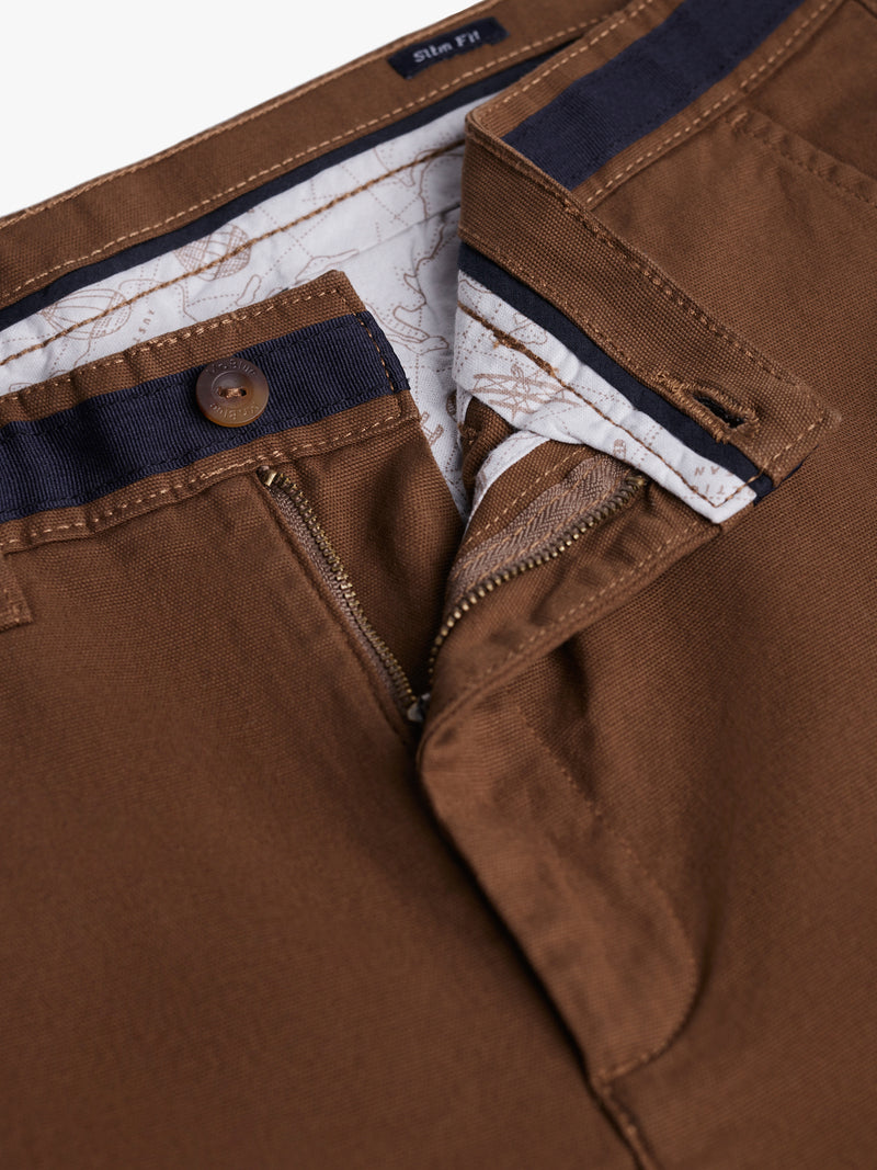 Pantalon Chino Slim Dobby Marron