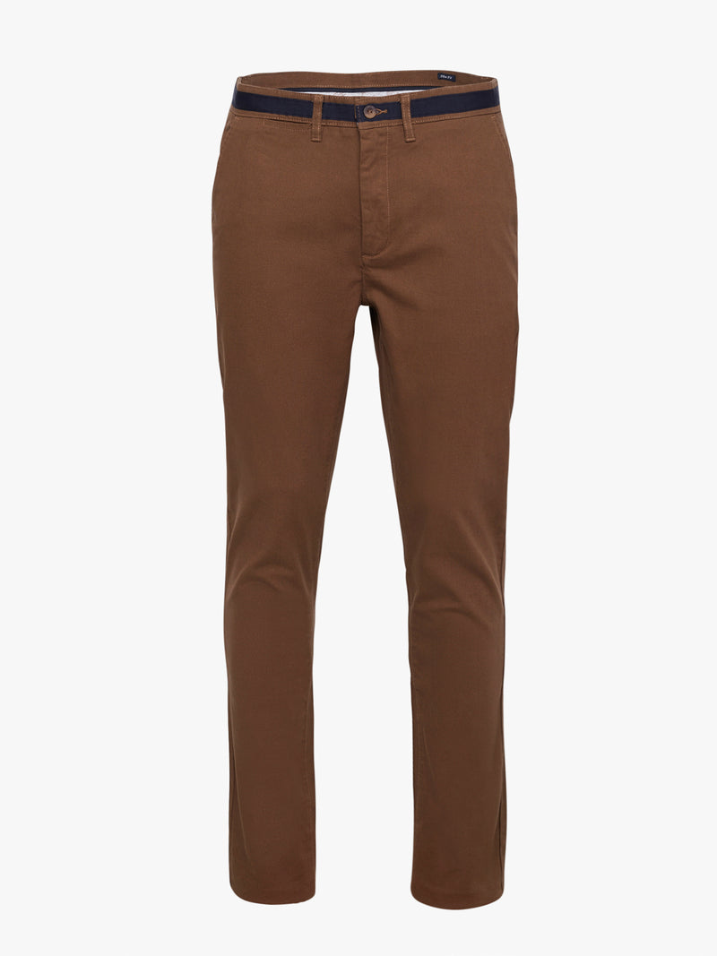 Calças Chinos Slim Fit Dobby Castanhas