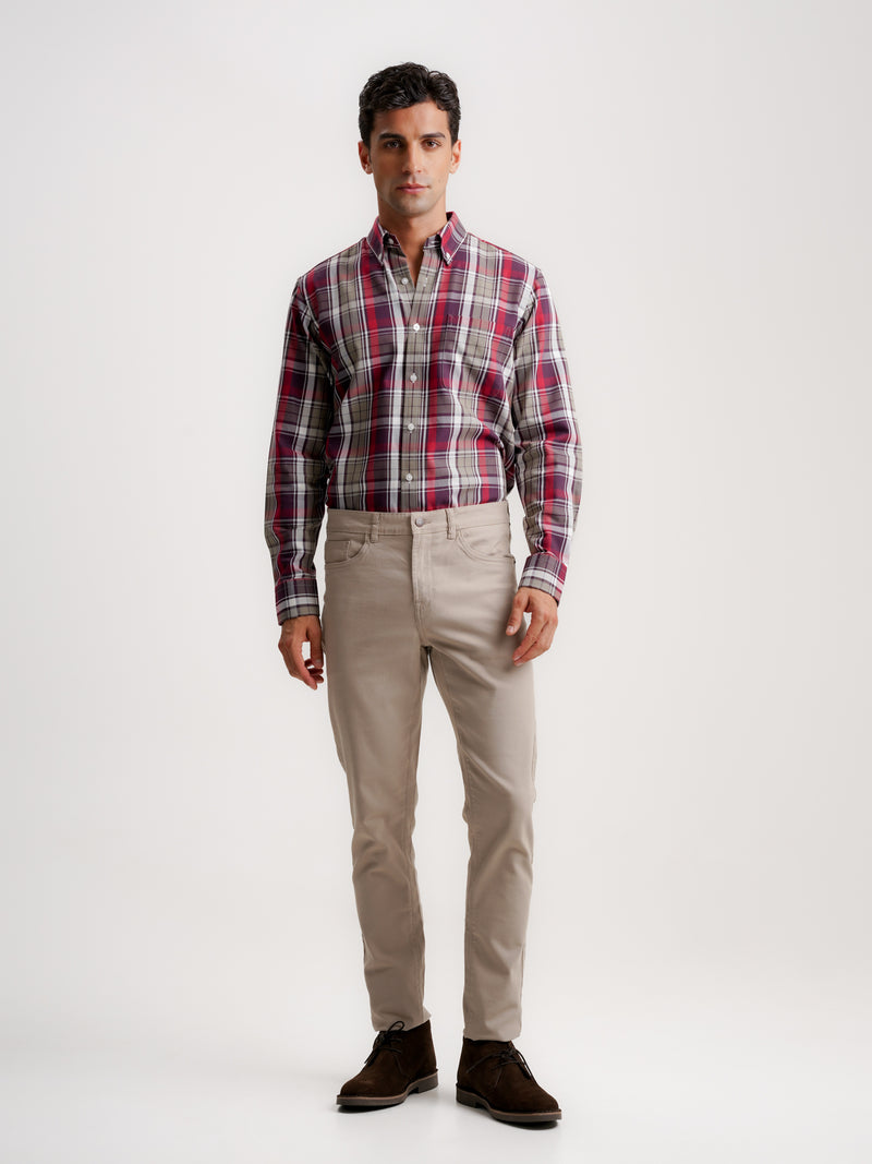 Slim Fit Dobby Beige Chinos