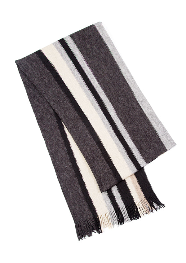 Thick white stripes scarf black