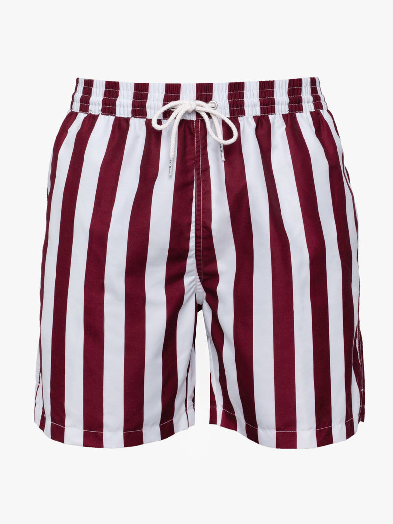 Classic bordeaux stripes swim shorts