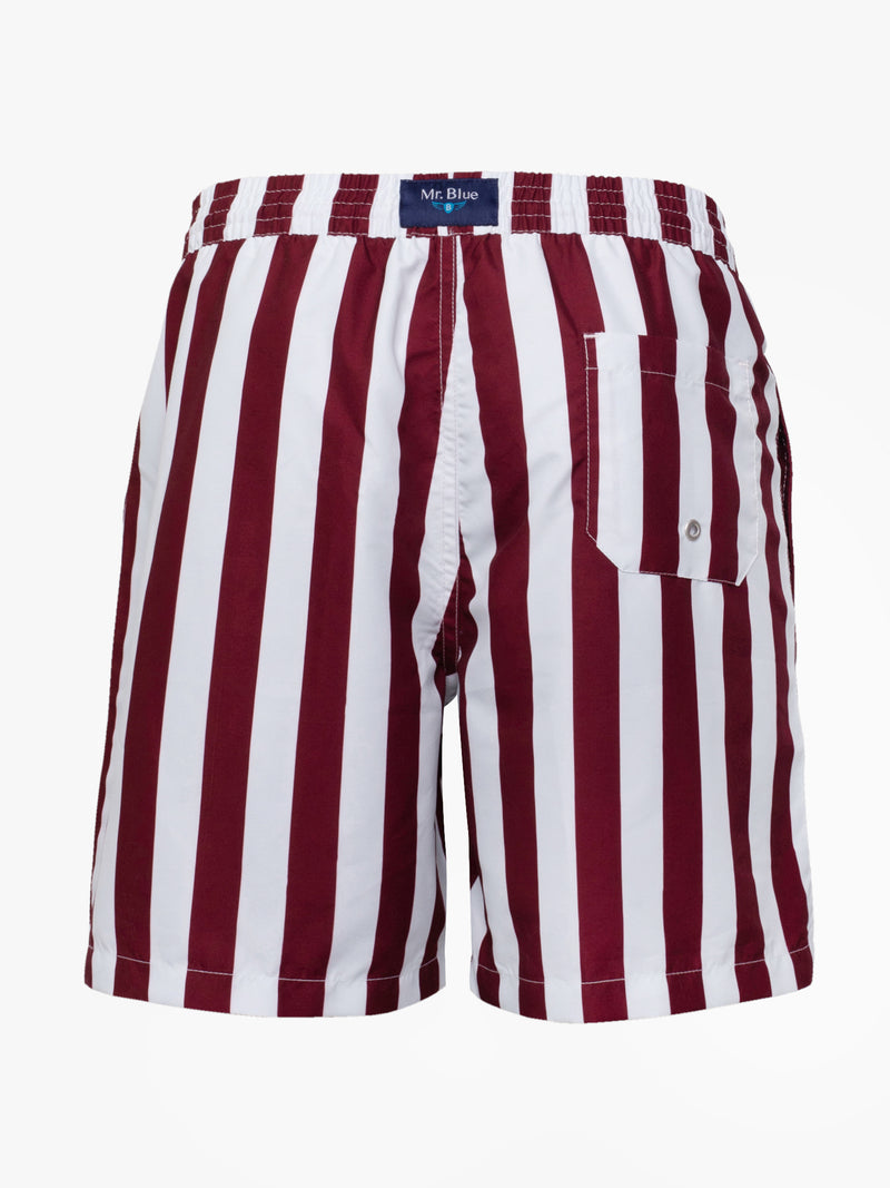 Classic bordeaux stripes swim shorts