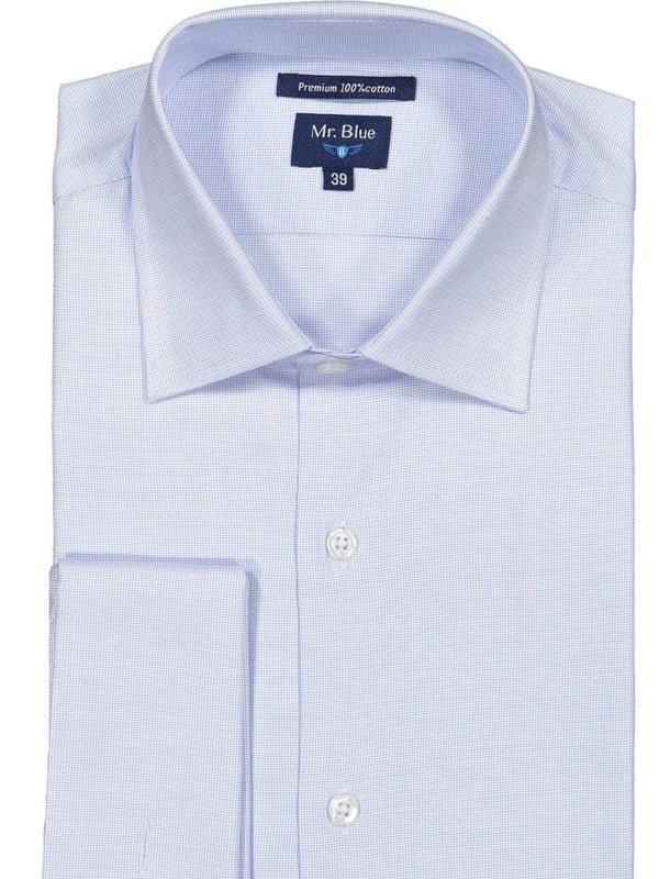 Camisa Botão de Punho aos quadrados azul médio