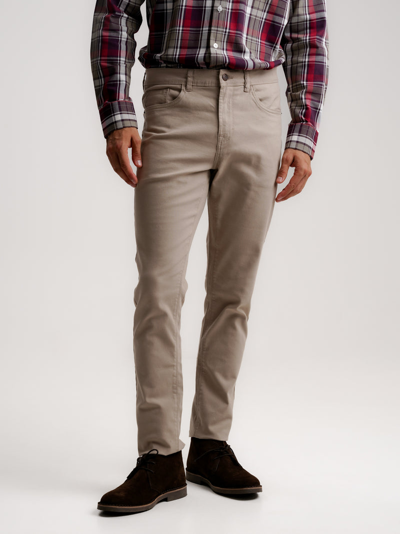 Calças Chinos Slim Fit Dobby Beges