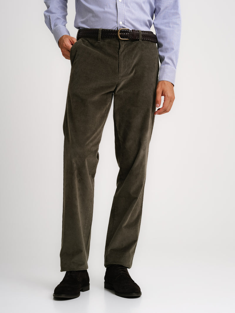 Regular Fit Green Bombazine Pants