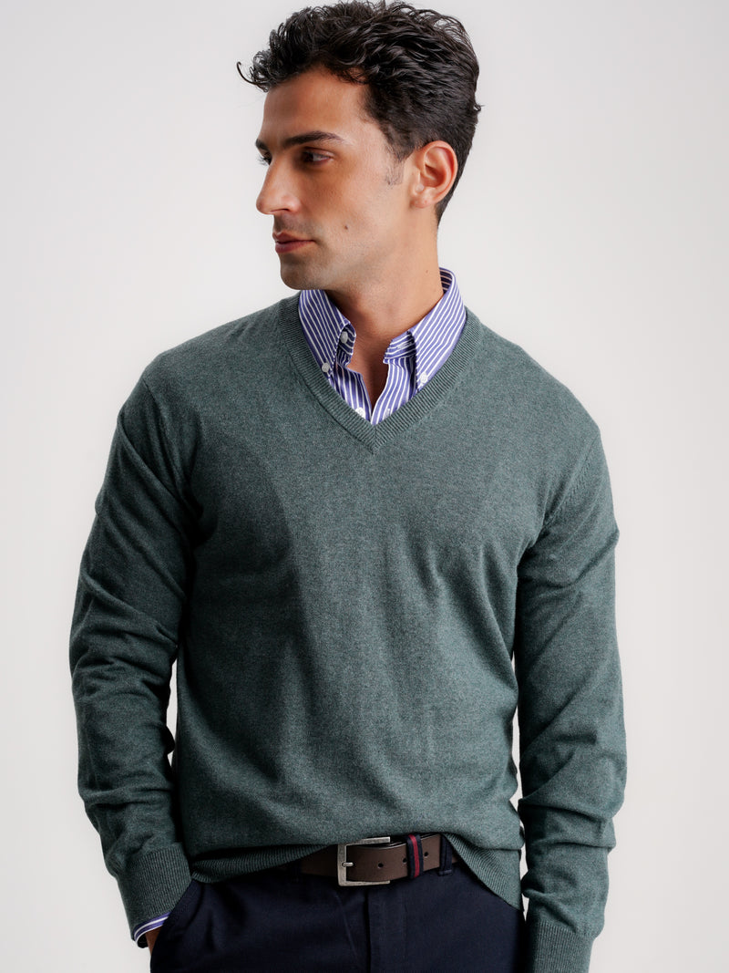 Green Thin Cashmere Pullover