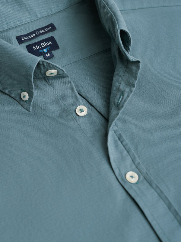 Camisa Regular Fit Estructurada Azul