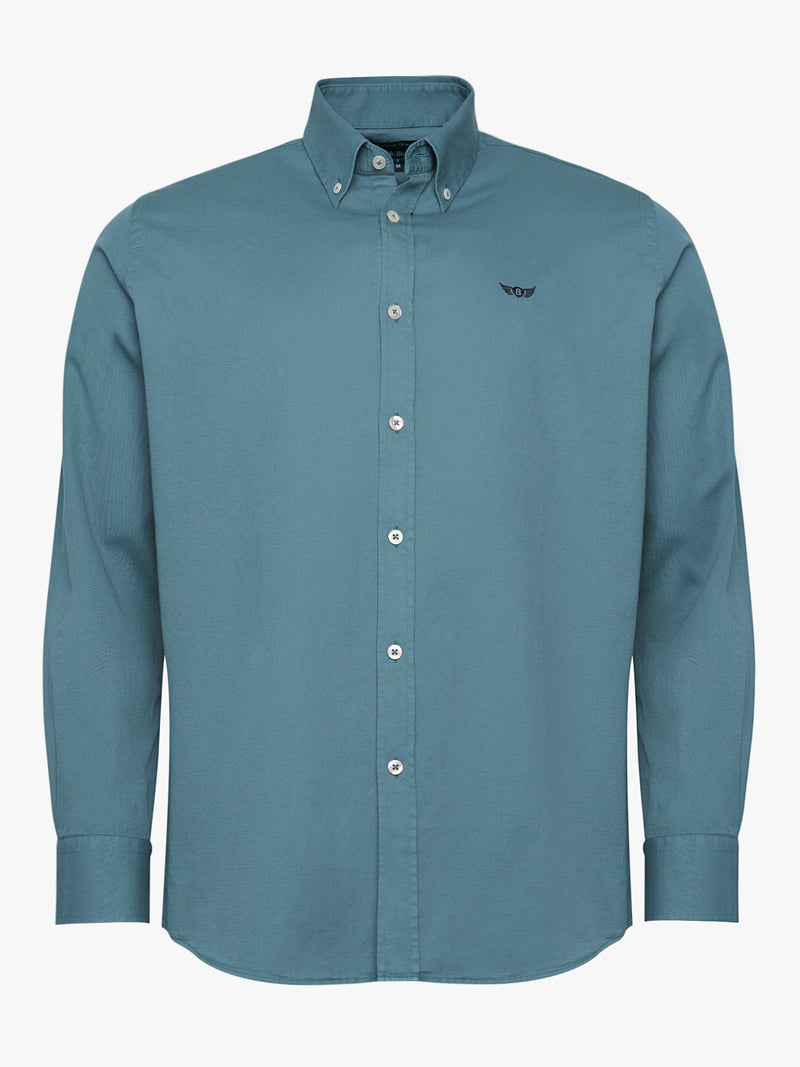 Camisa Regular Fit Estruturada Azul