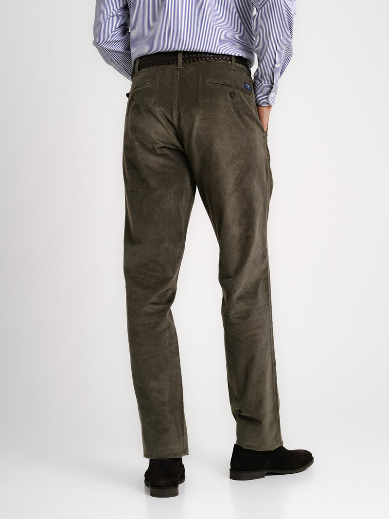 Regular Fit Green Bombazine Pants