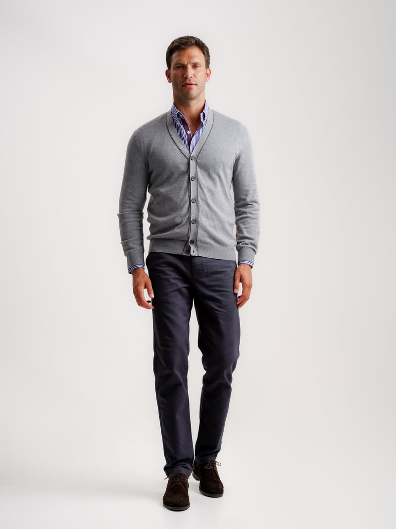 Grey Slim Merino Wool Cardigan