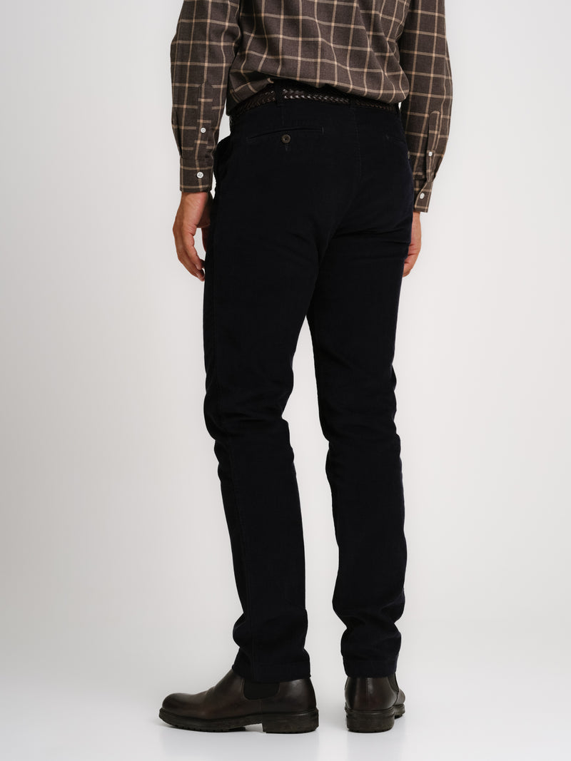 Pantalon bleu coupe classique Bombazine